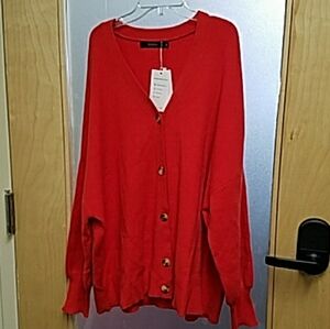 Elegant Red Women's Cardigan